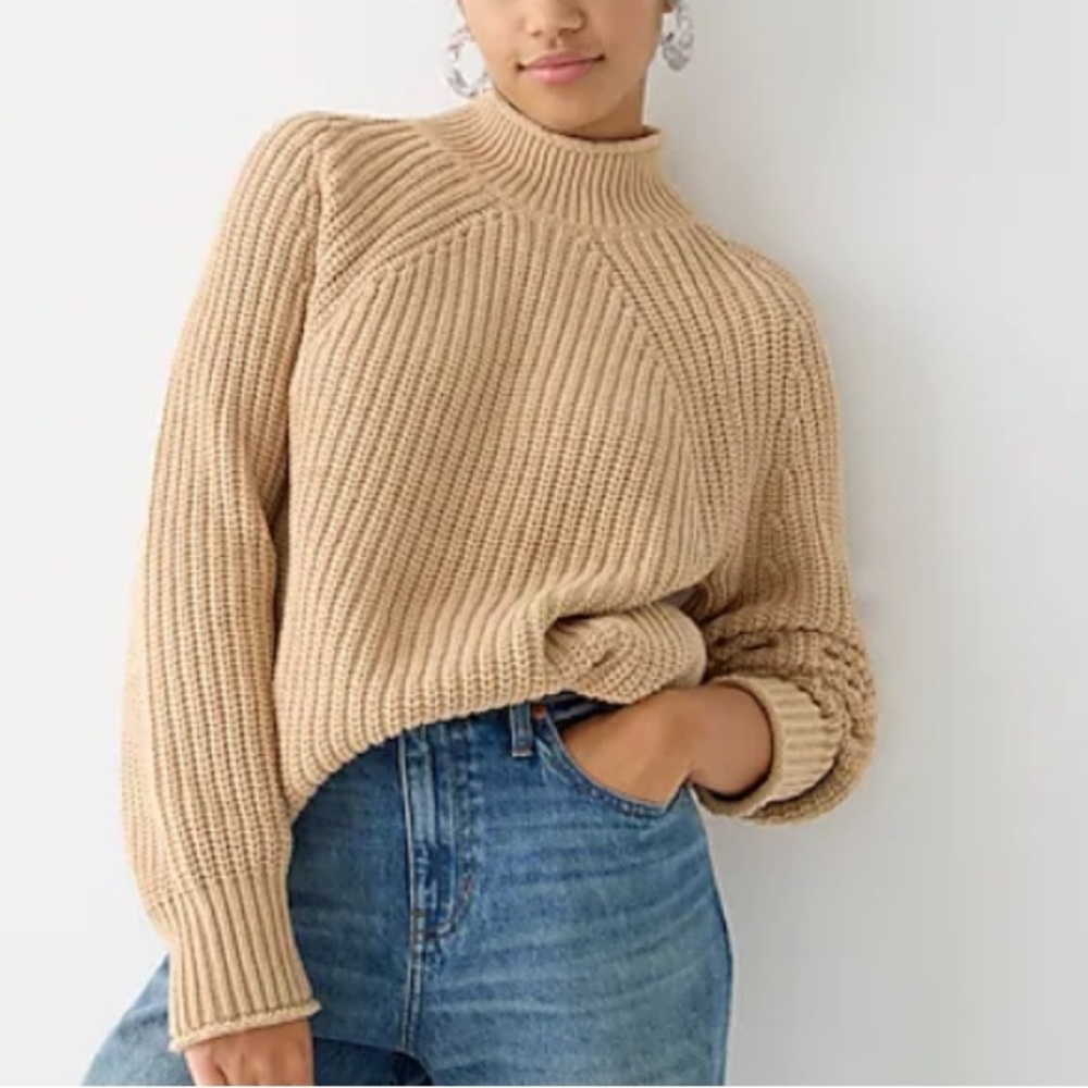NWT JCREW Relaxed rollneck sweater in sandy beach